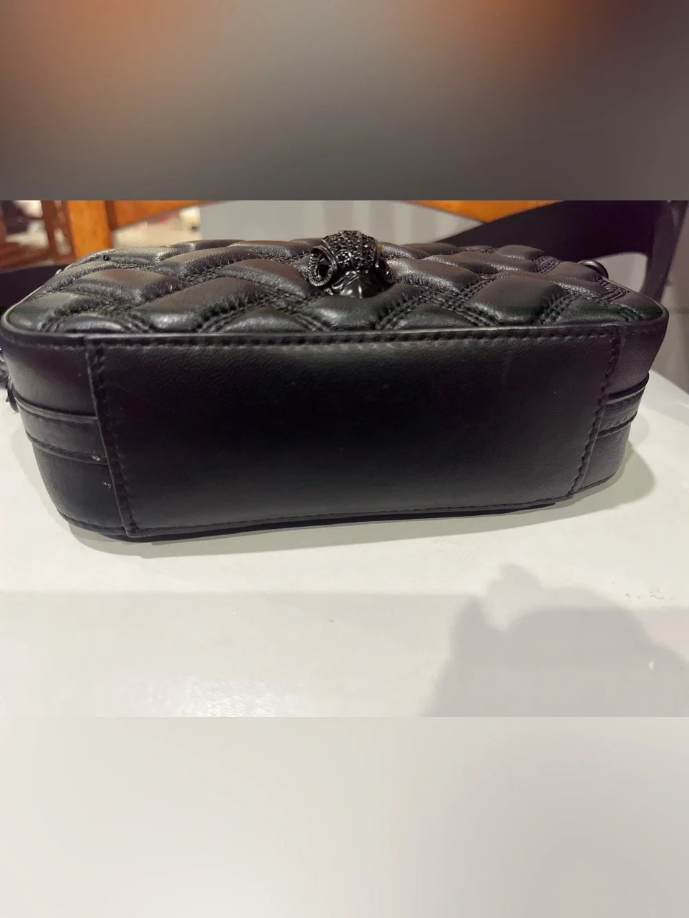 Kurt Geiger Black Quilted Crossbody with Sculpted Clasp